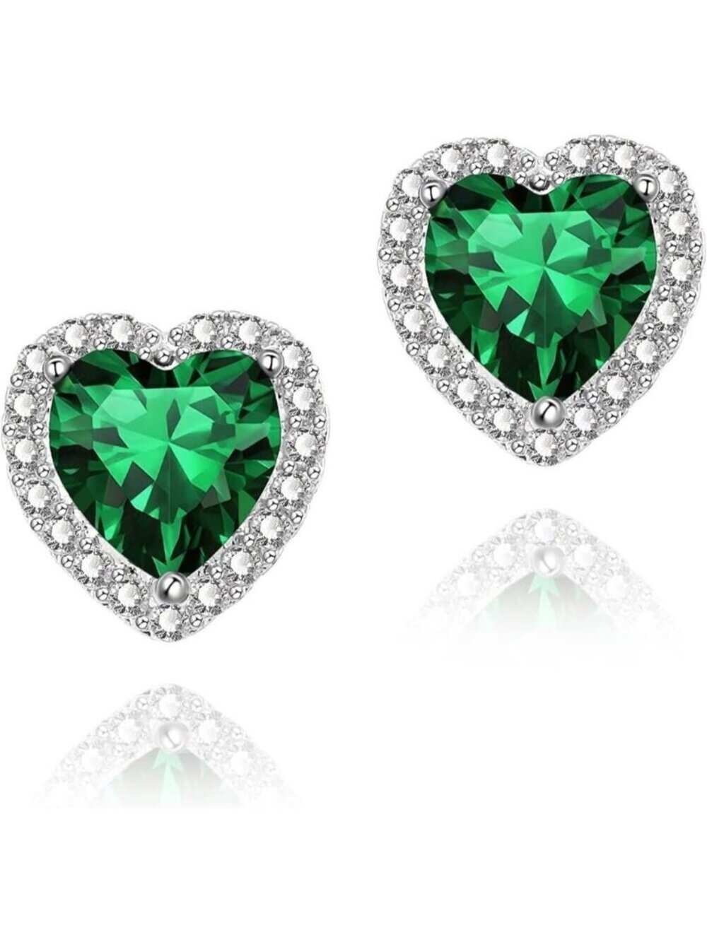 Women's Heart Green Elegant Mall Dainty Halo Birthstone Cubic Zirconia Earring